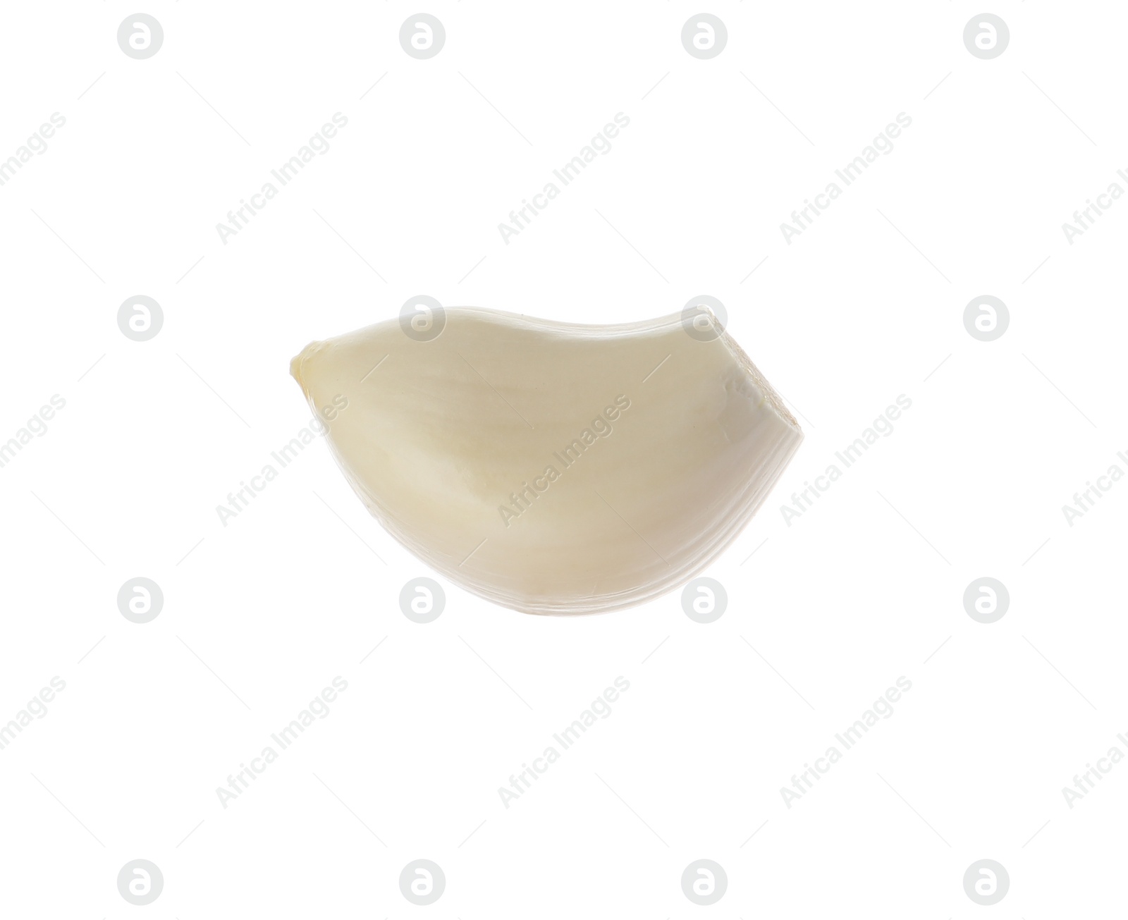 Photo of Fresh peeled garlic clove isolated on white
