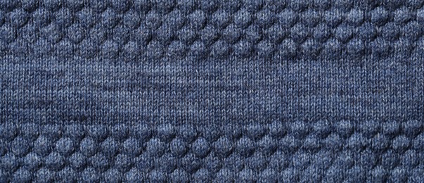 Texture of soft blue fabric as background, top view