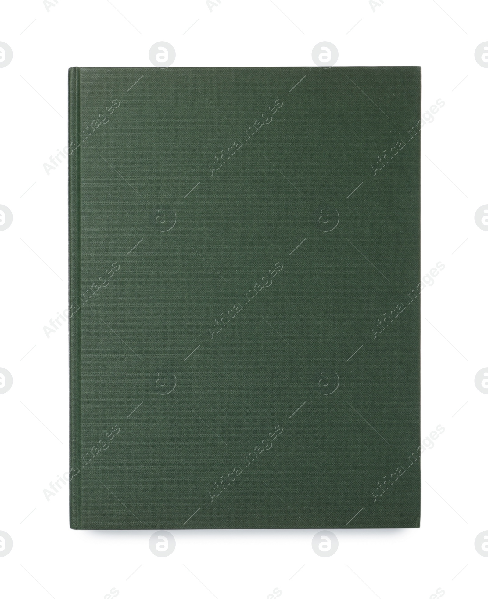 Photo of Closed book with green hard cover isolated on white