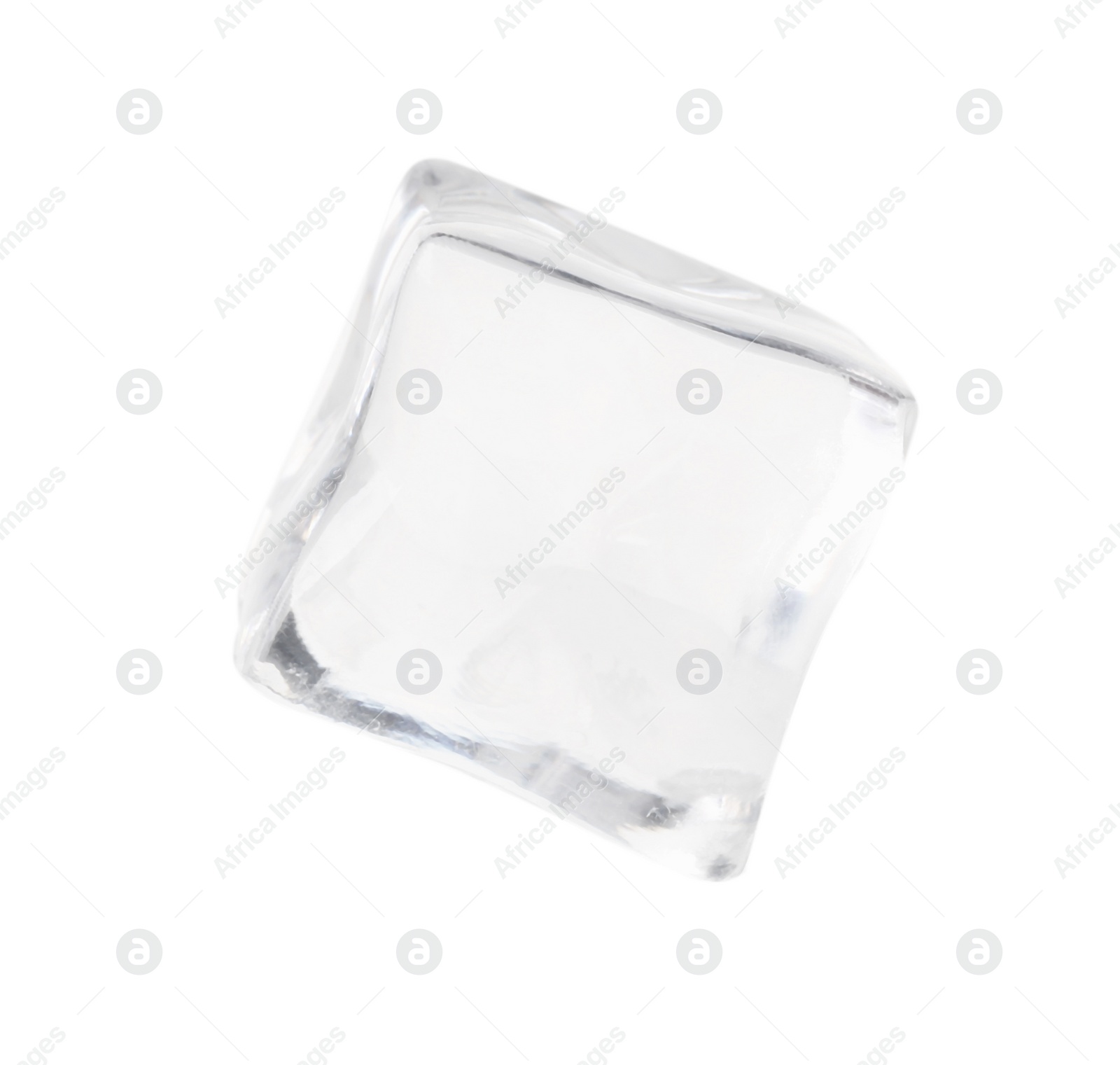 Photo of One crystal clear ice cube isolated on white