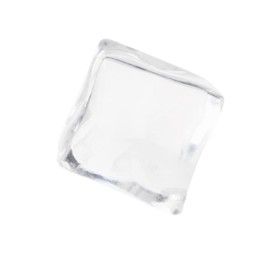 Photo of One crystal clear ice cube isolated on white