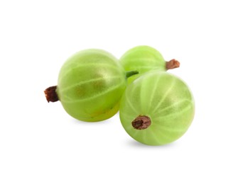 Photo of Three fresh ripe gooseberries isolated on white