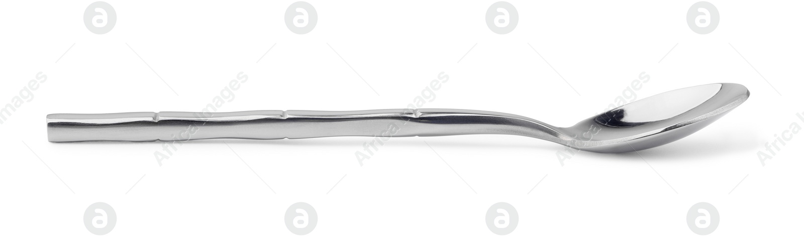 Photo of One new shiny spoon isolated on white