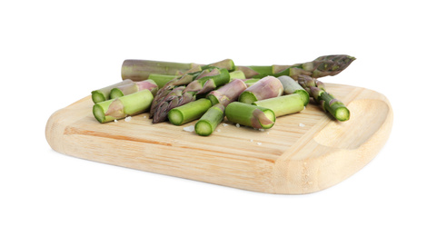 Cut asparagus isolated on white. Healthy eating