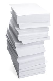 Stack of paper sheets on white background