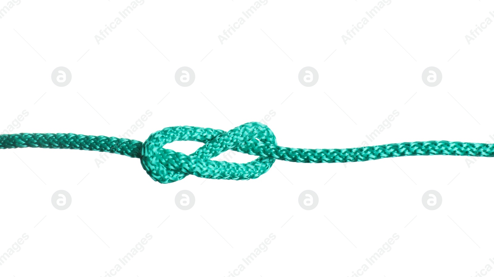 Photo of Color rope with knot on white background