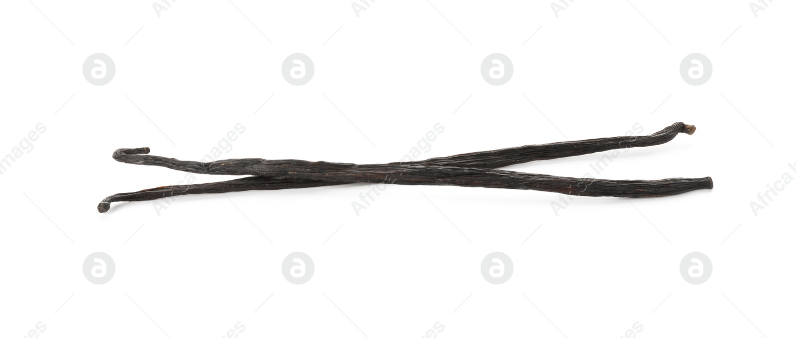 Photo of Two aromatic vanilla pods isolated on white