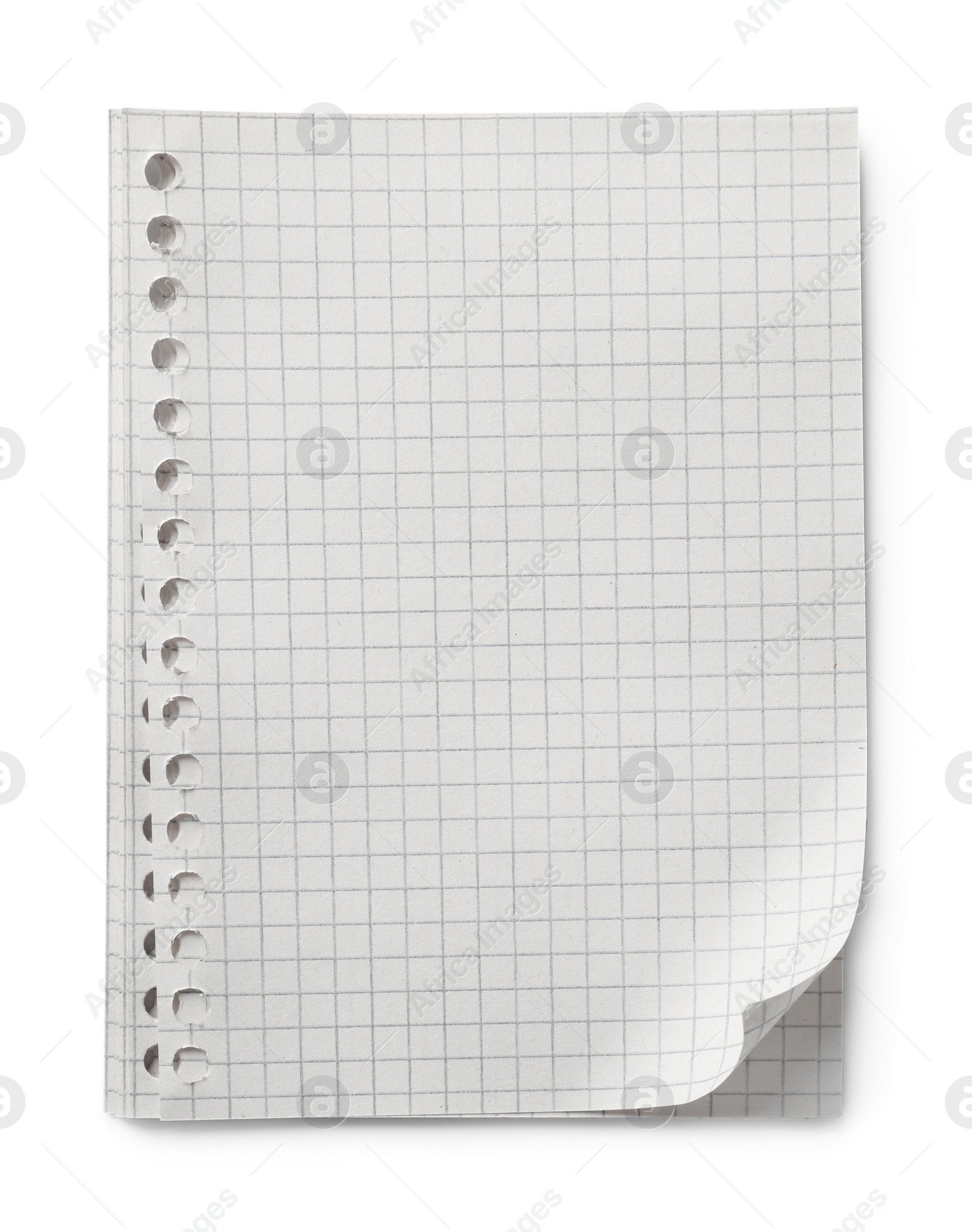 Photo of Checkered sheets of paper on white background, top view