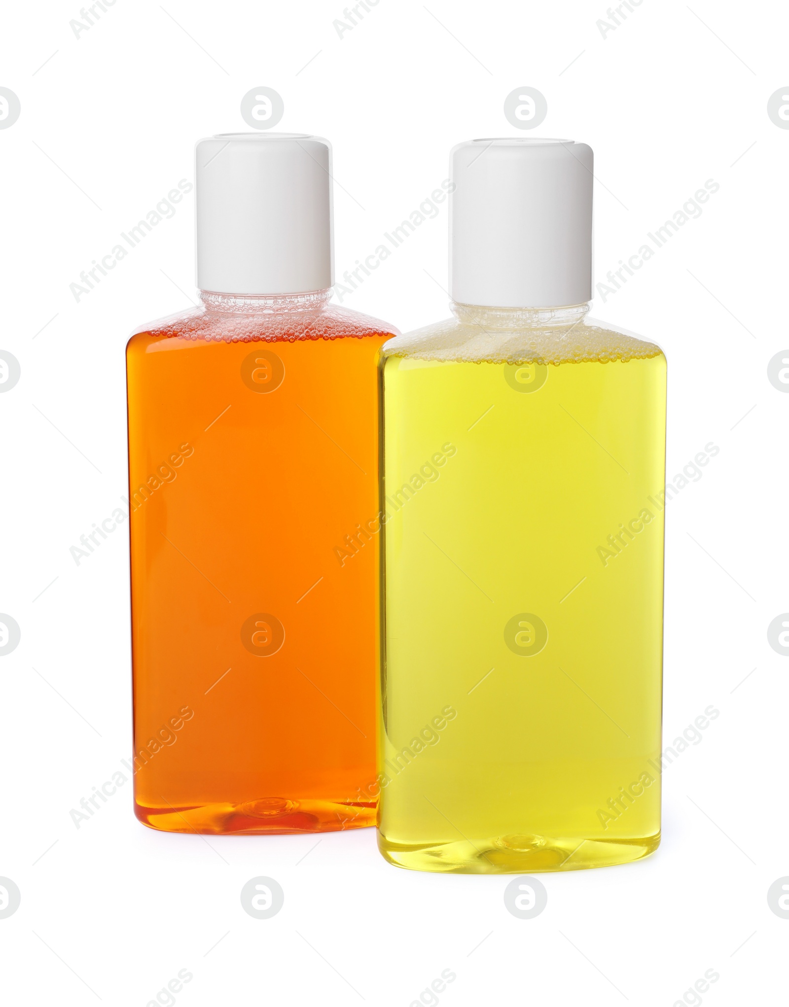 Photo of Two bottles of mouthwash isolated on white
