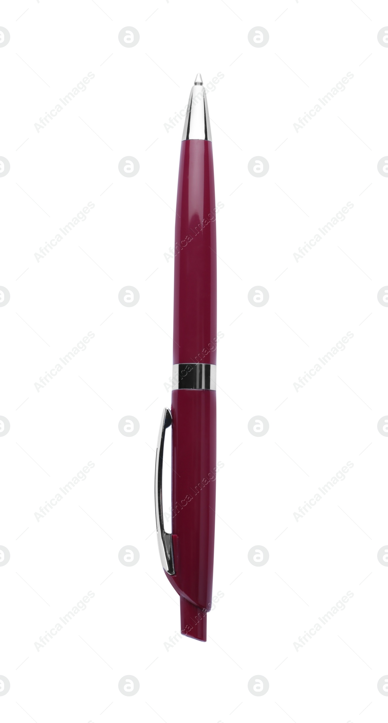 Photo of New retractable pen isolated on white. School stationery