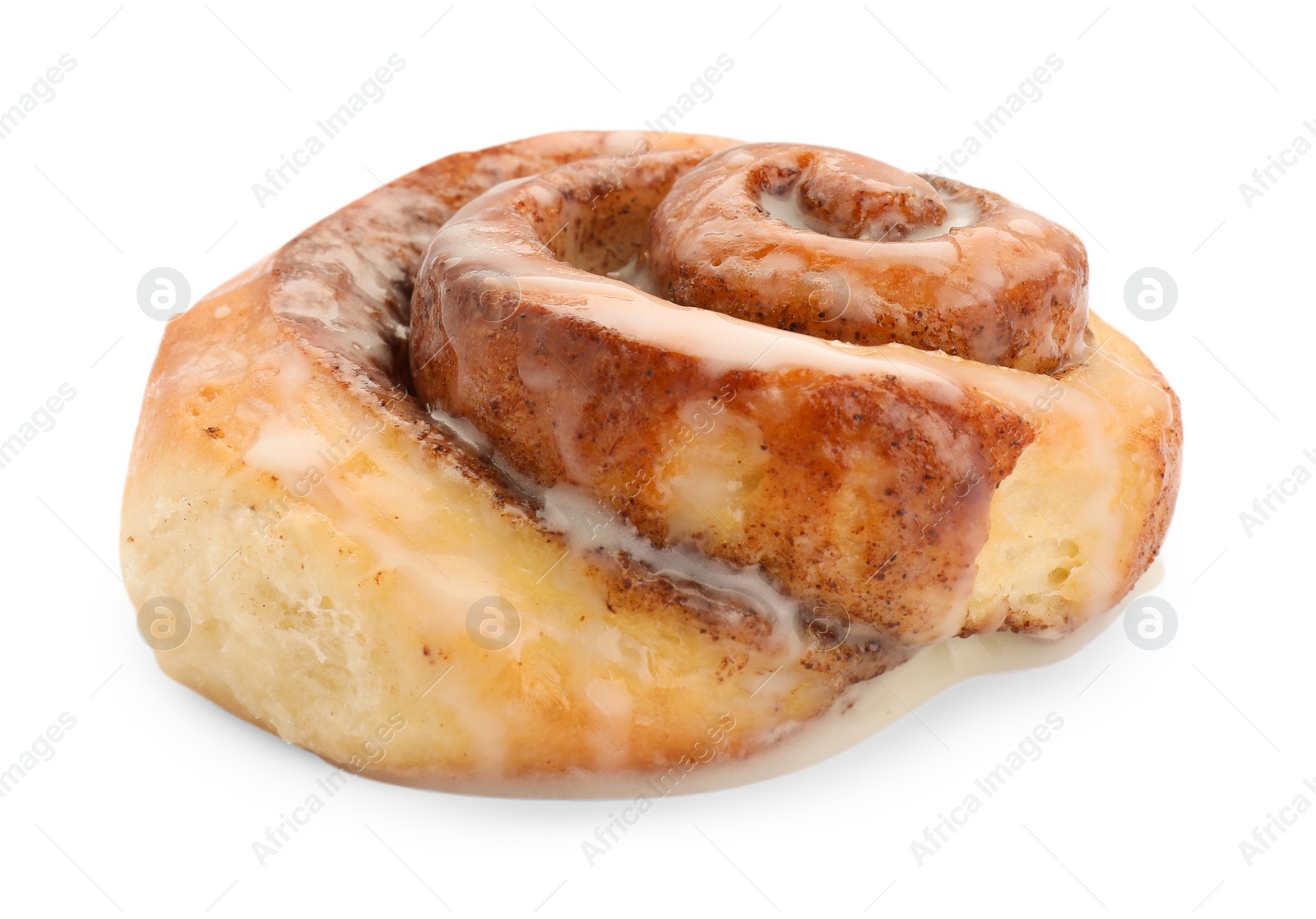 Photo of One tasty cinnamon roll isolated on white