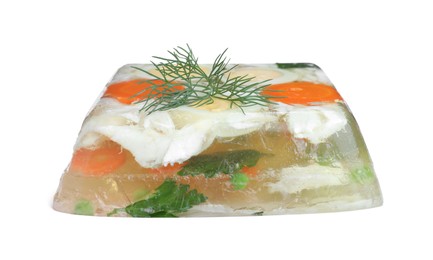 Delicious homemade fish aspic isolated on white