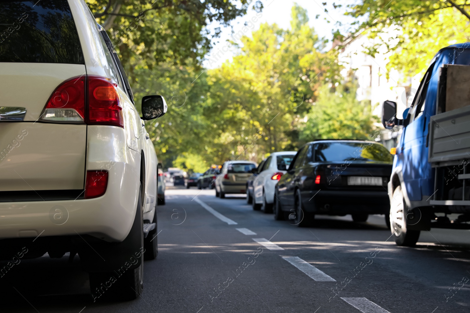 Photo of Cars in traffic jam on city street