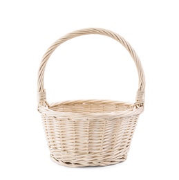Light decorative wicker basket isolated on white