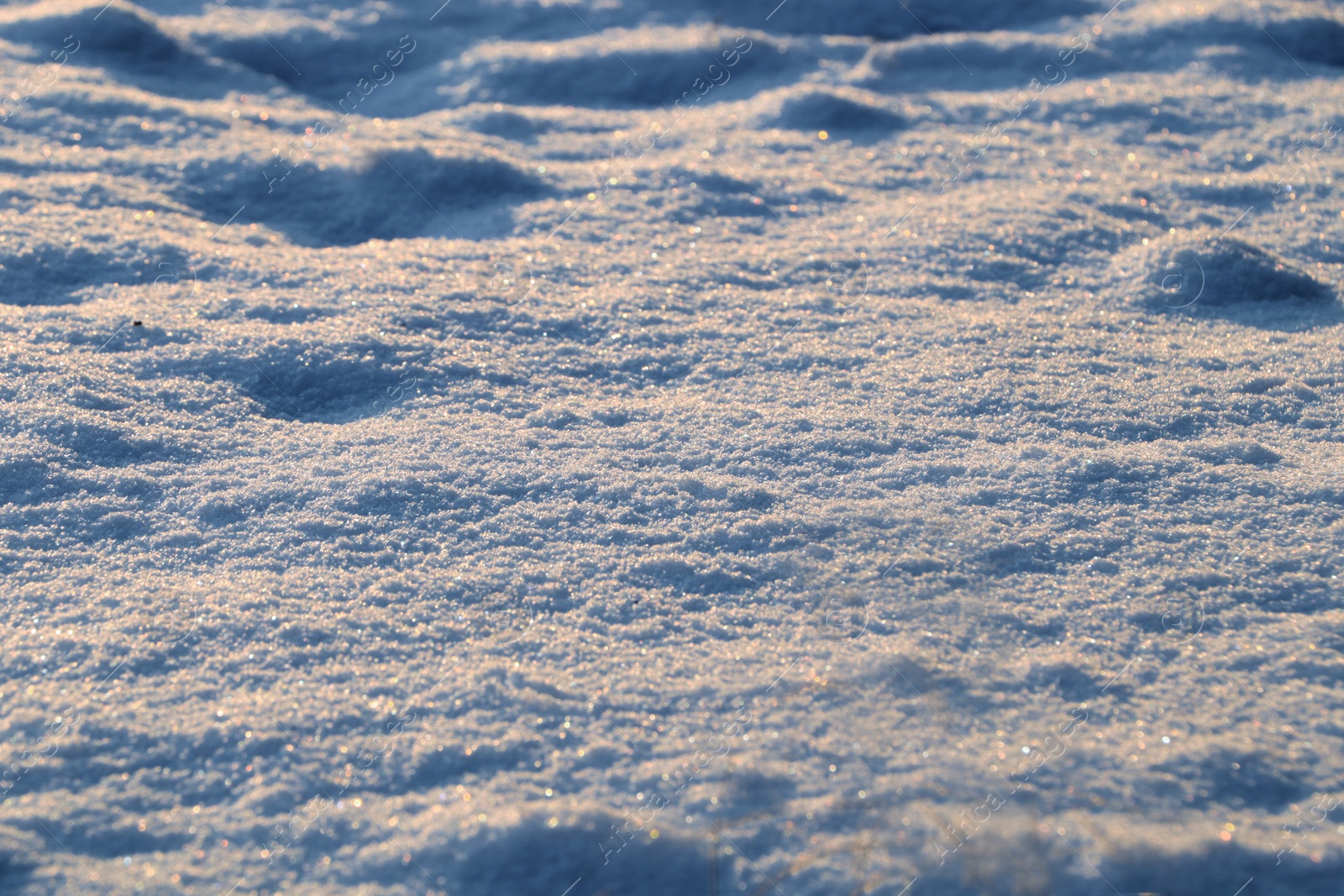 Photo of Beautiful snow as background, closeup view. Winter weather