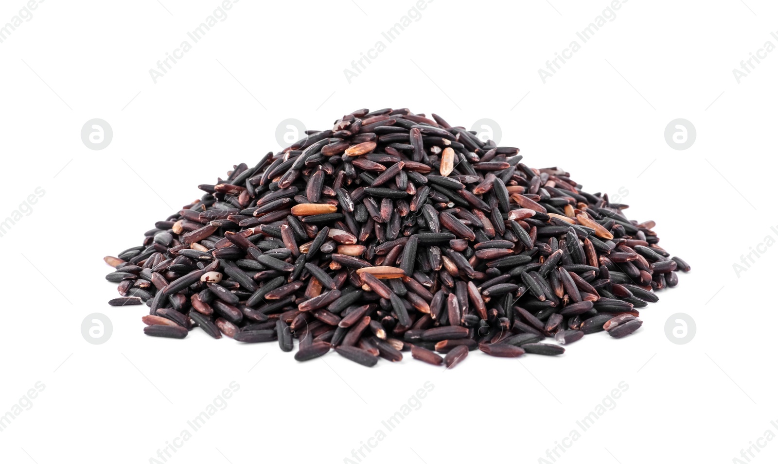 Photo of Pile of raw black rice isolated on white