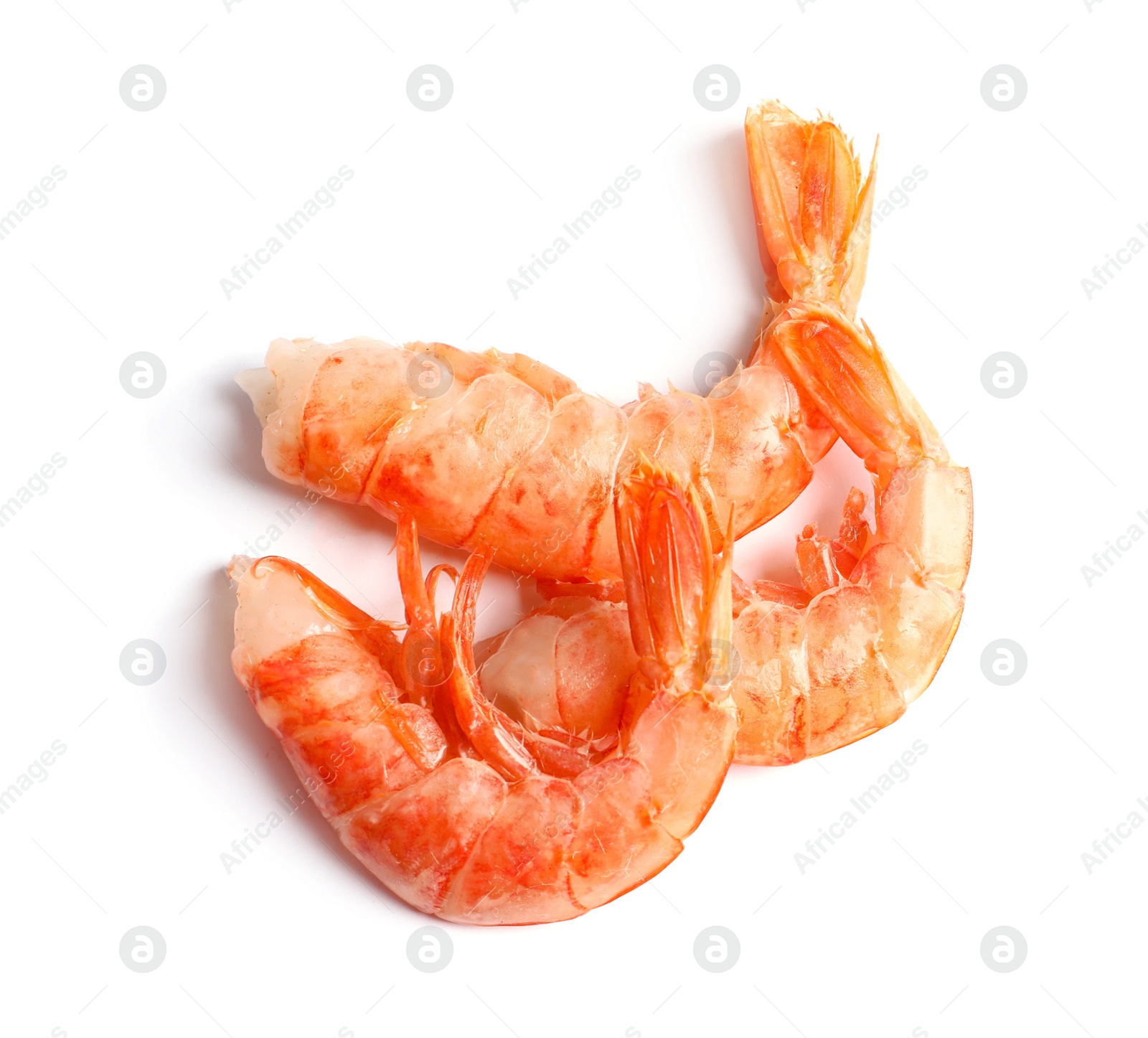 Photo of Fresh shrimps on white background