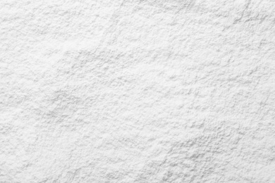 Photo of Wheat flour for pastry as background, top view