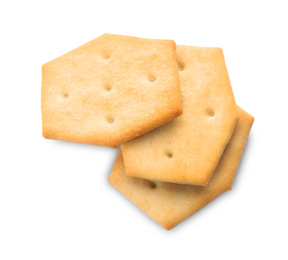 Crispy crackers isolated on white. Delicious snack