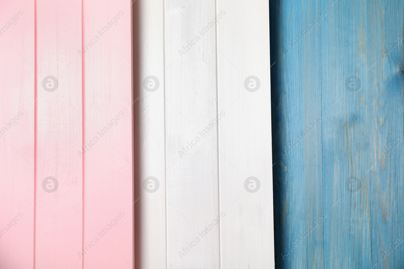 Photo of Different wooden surfaces for photography, flat lay. Stylish photo background