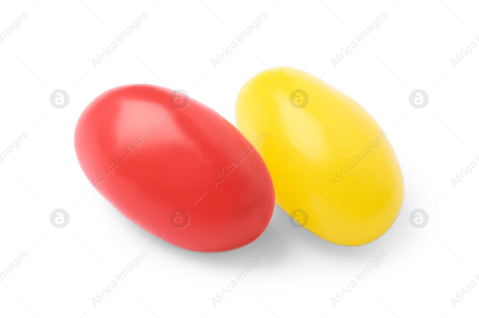 Photo of Tasty bright jelly beans isolated on white