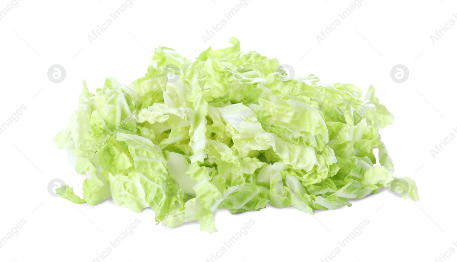 Photo of Fresh chopped Chinese cabbage isolated on white