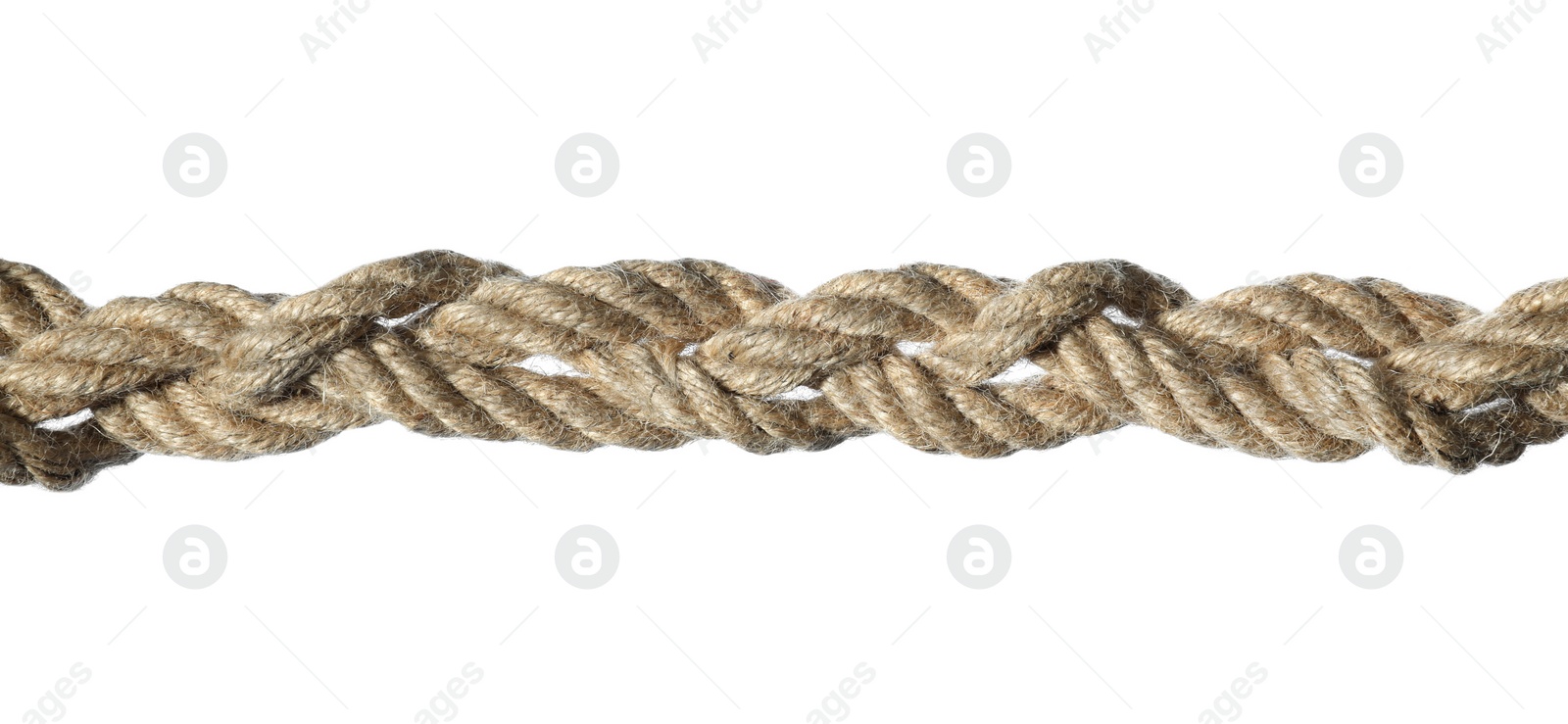 Photo of Hemp rope with knots isolated on white