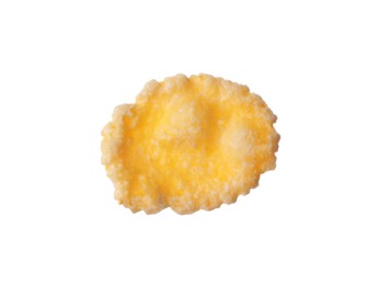 One tasty crispy corn flake isolated on white