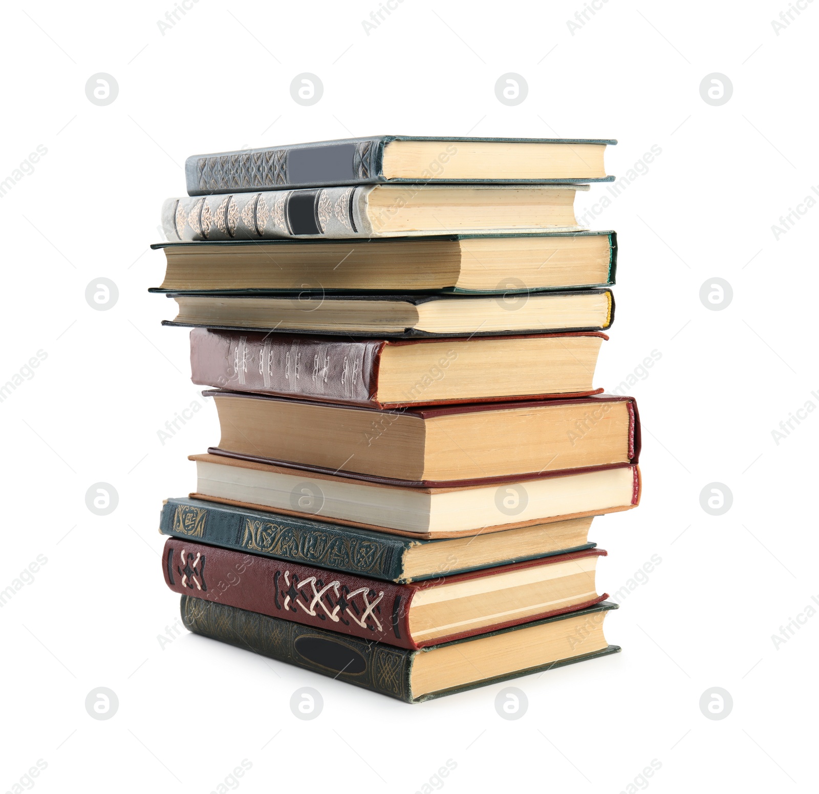 Photo of Collection of different books isolated on white