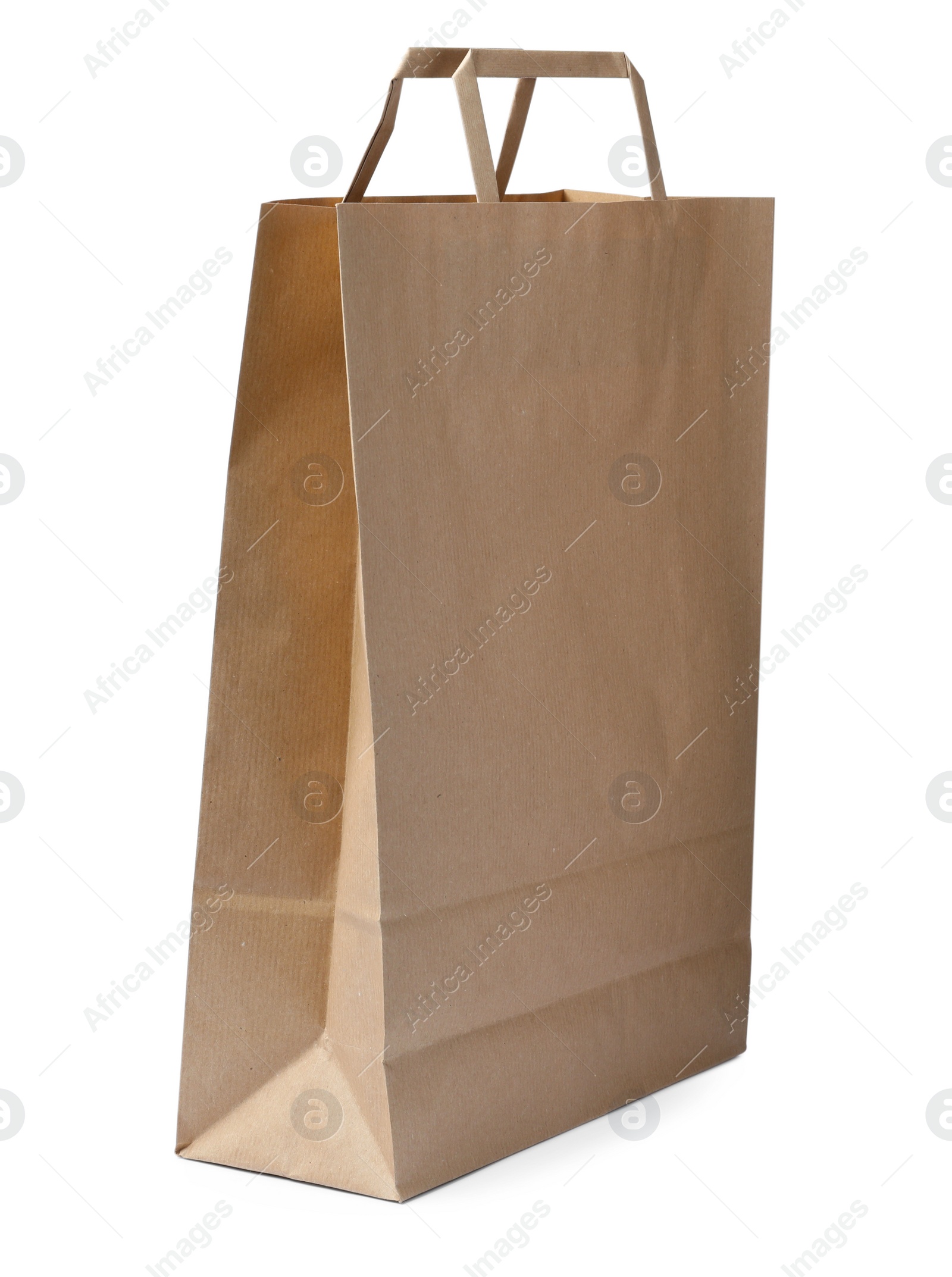 Photo of Kraft shopping paper bag isolated on white