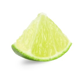 Piece of fresh green ripe lime isolated on white