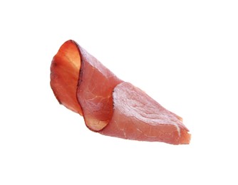 Photo of Slice of tasty bresaola isolated on white