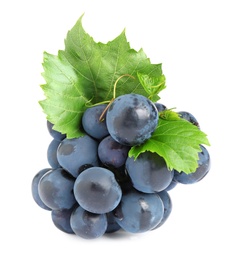 Photo of Fresh ripe juicy black grapes isolated on white