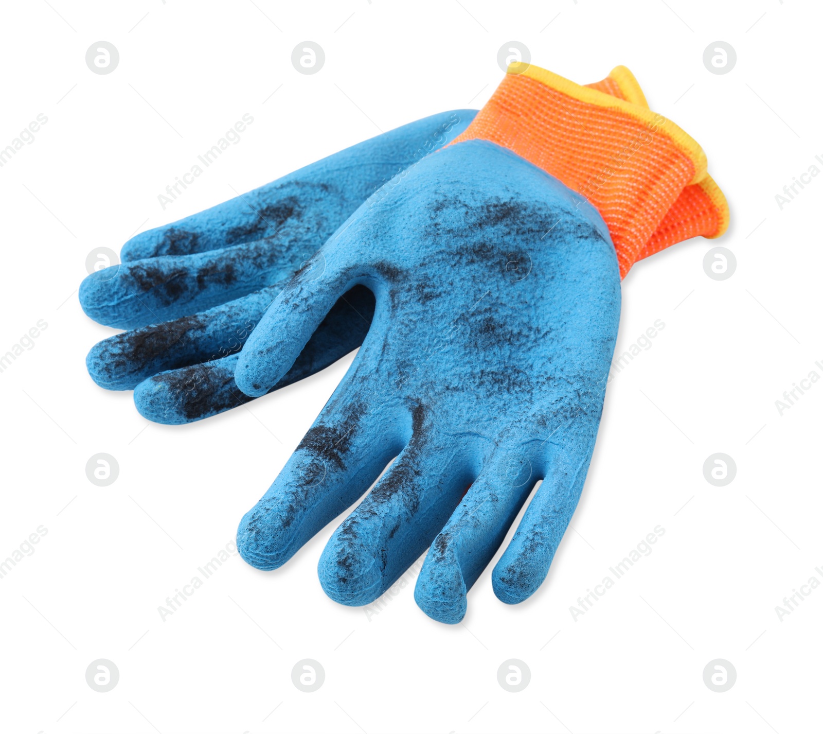 Photo of Pair of color gardening gloves isolated on white