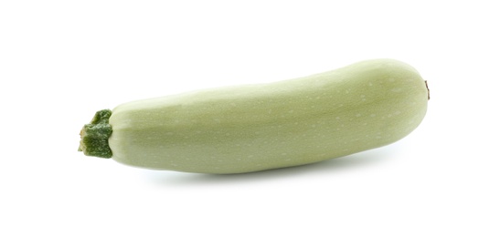 Fresh ripe zucchini squash on white background