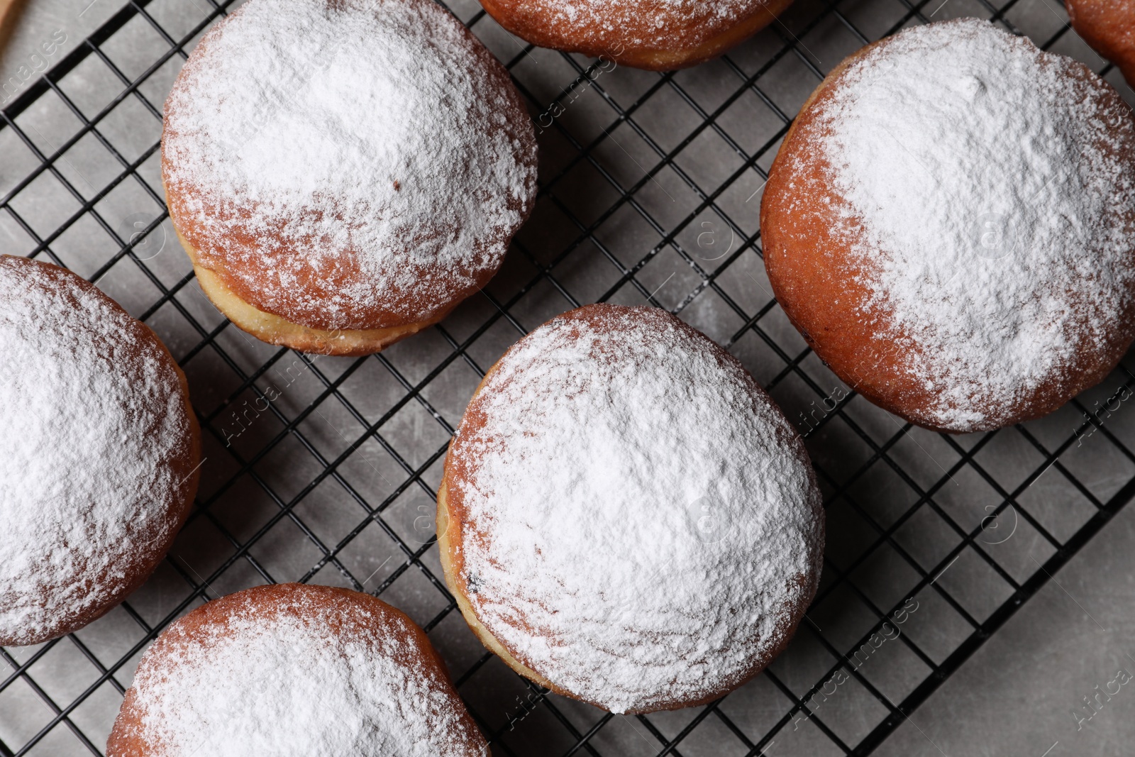 Photo of Delicious sweet buns on table, top view