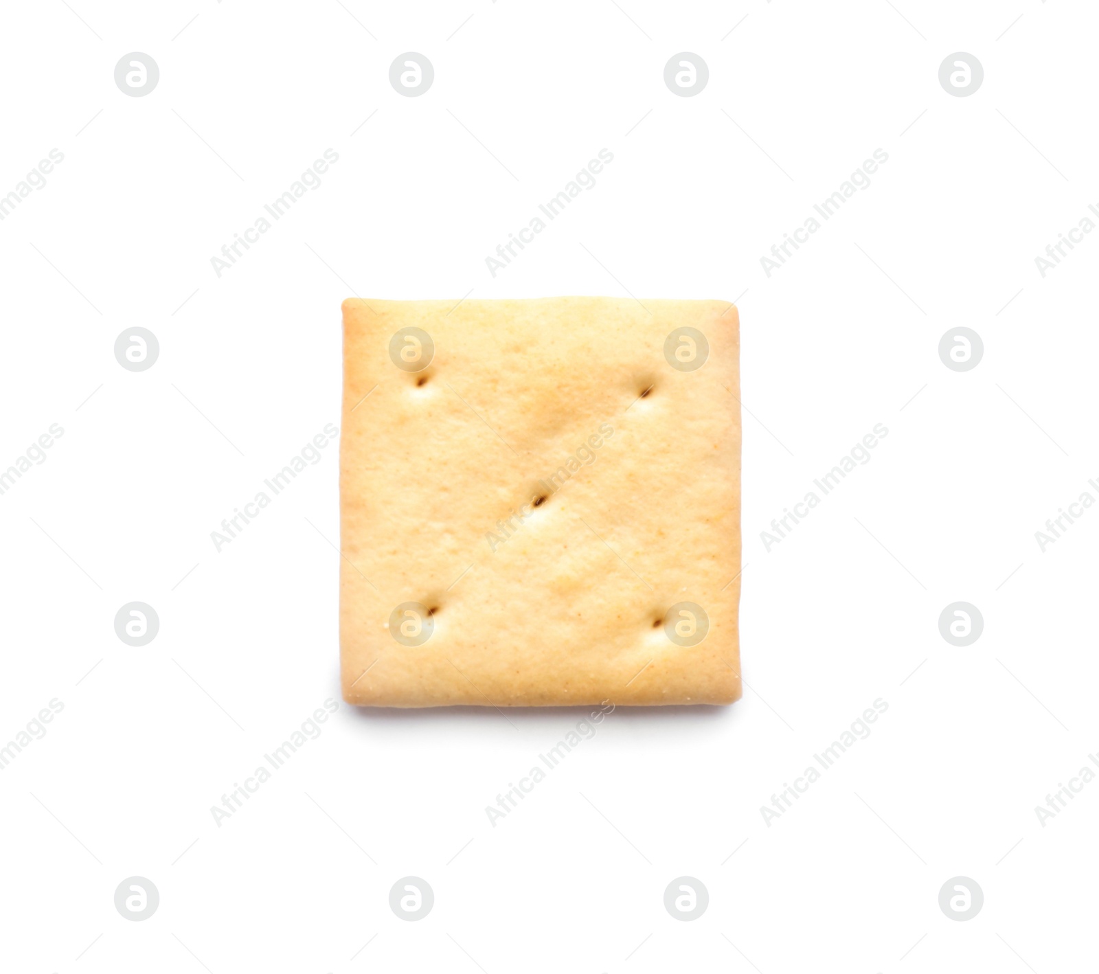 Photo of Delicious crispy cracker isolated on white, top view