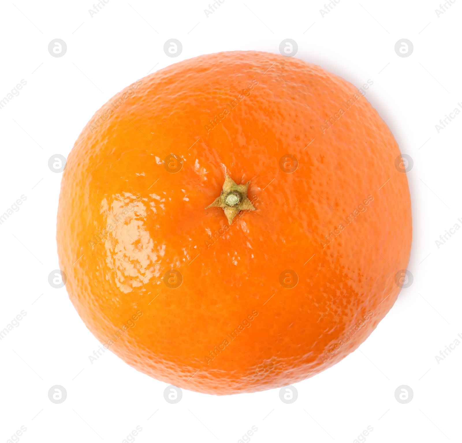 Photo of Fresh ripe tangerine isolated on white, top view