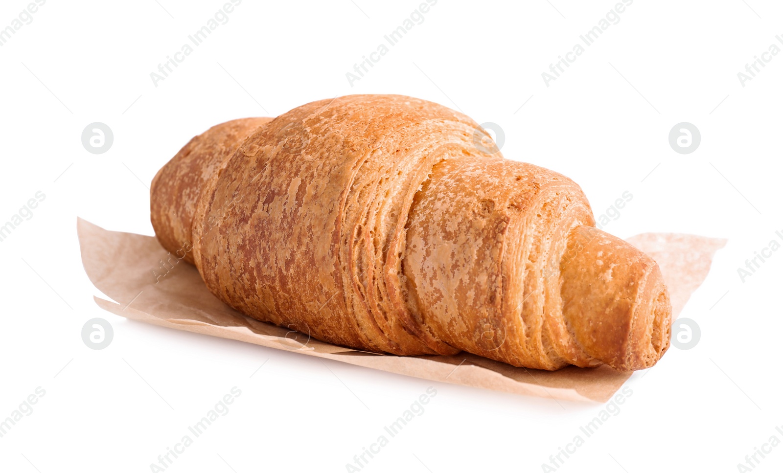 Photo of Tasty fresh crispy croissant isolated on white