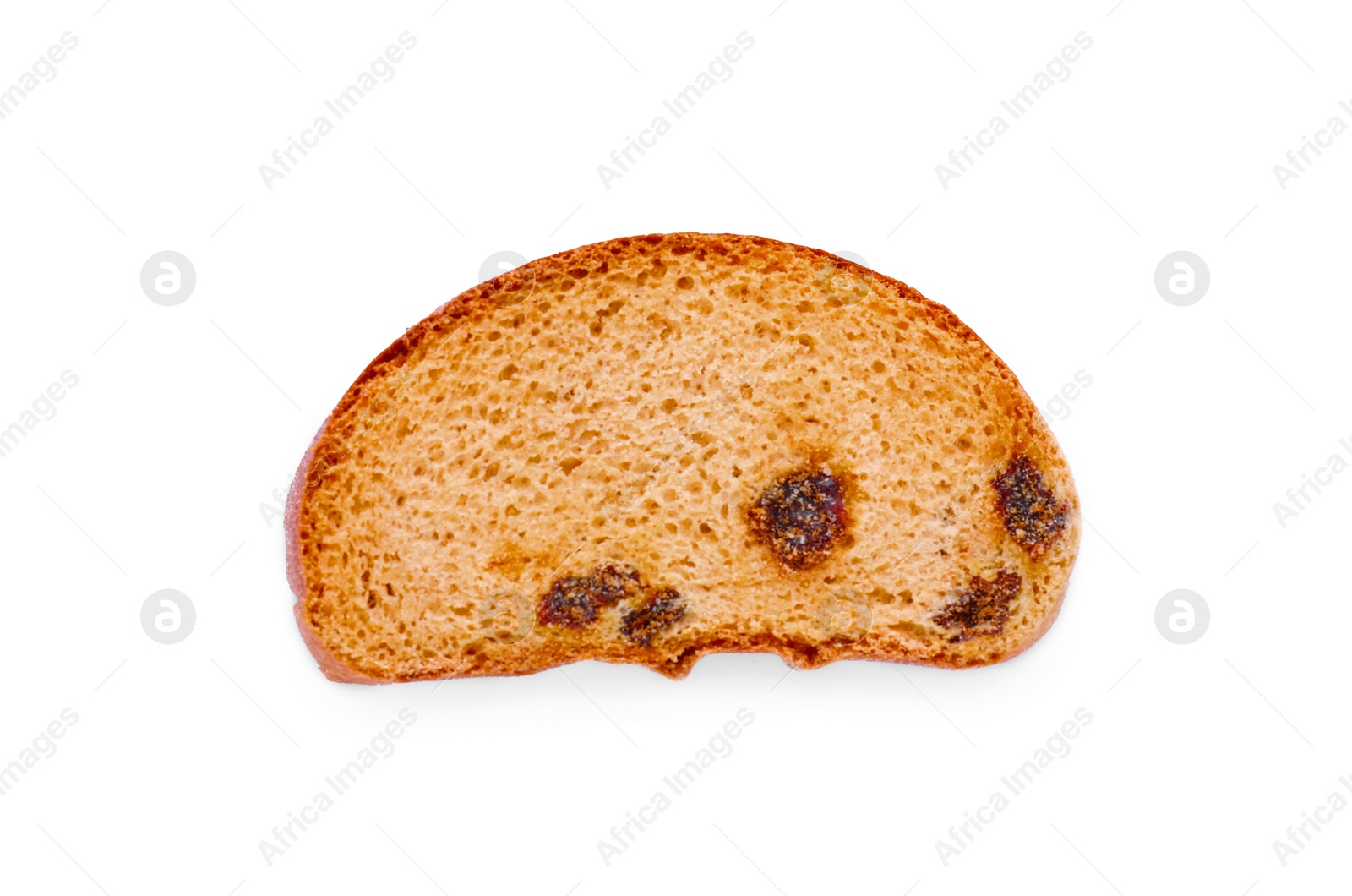 Photo of Sweet hard chuck cracker with raisins on white background, top view