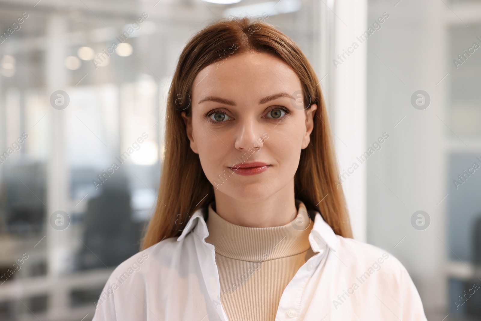 Photo of Portrait of beautiful woman on blurred background