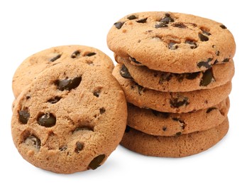 Photo of Delicious chocolate chip cookies isolated on white