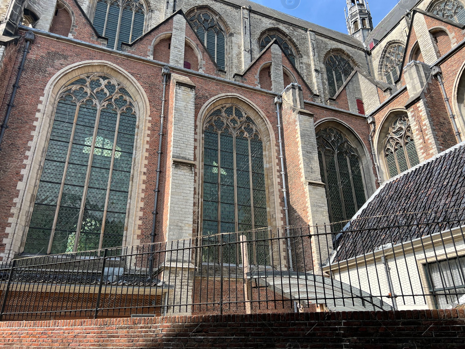 Photo of Leiden, Netherlands - August 28, 2022; Beautiful Hooglandse Kerk, low angle view