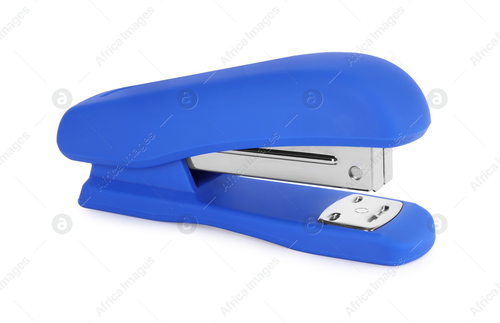 Photo of One new blue stapler isolated on white