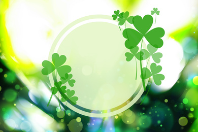 Image of Beautiful design with clover leaves, bokeh effect. St Patrick's day