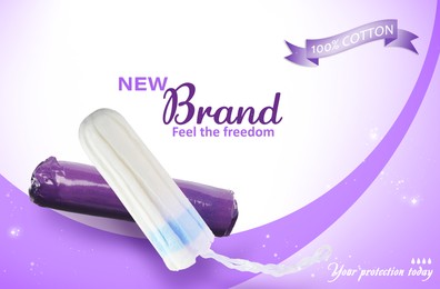 Image of Tampons on color background. Mockup for your brand  