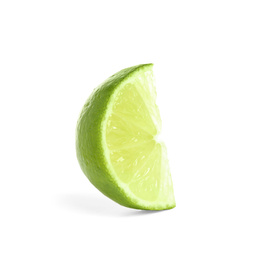 Photo of Slice of fresh ripe lime isolated on white