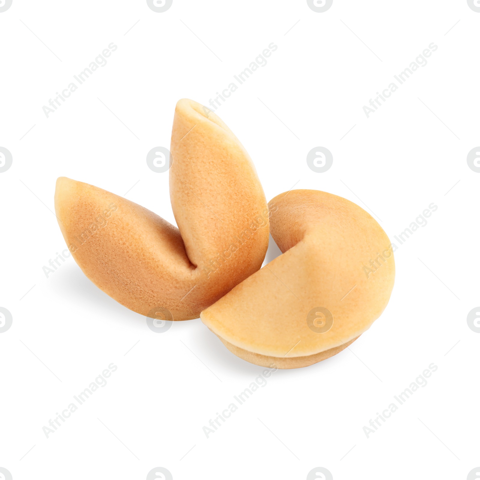 Photo of Tasty traditional fortune cookies on white background