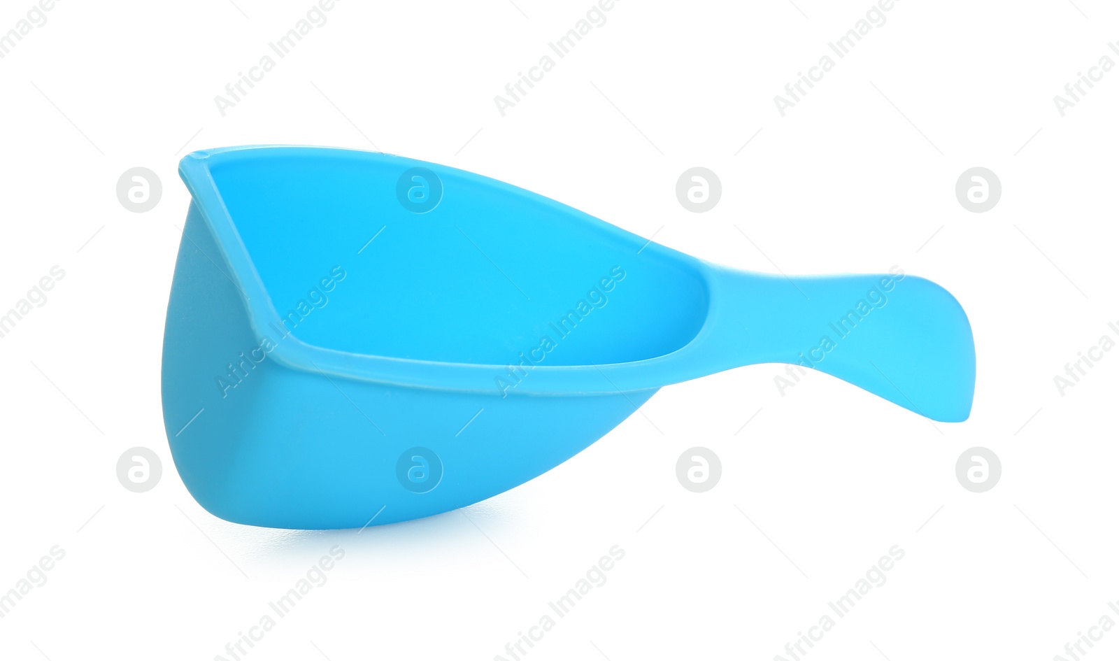 Photo of Plastic scoop on white background. Laundry day