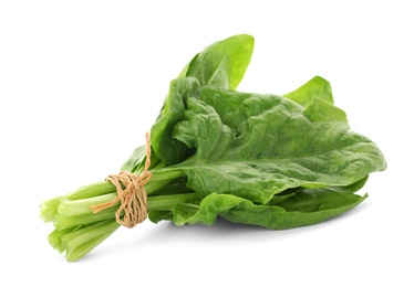 Bundle of fresh spinach isolated on white